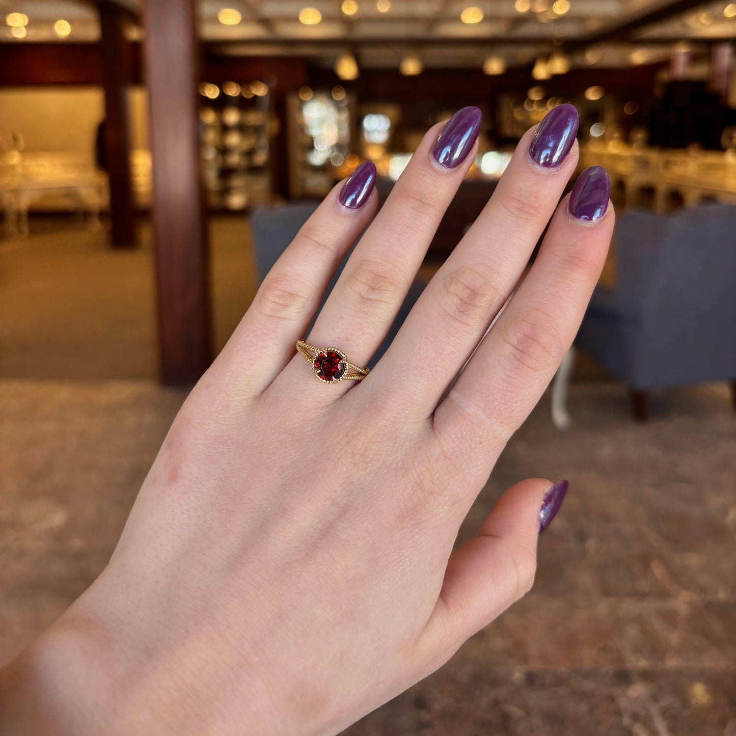14kY 1.38ct Garnet Rope Ring LR51982Y4JGN-7