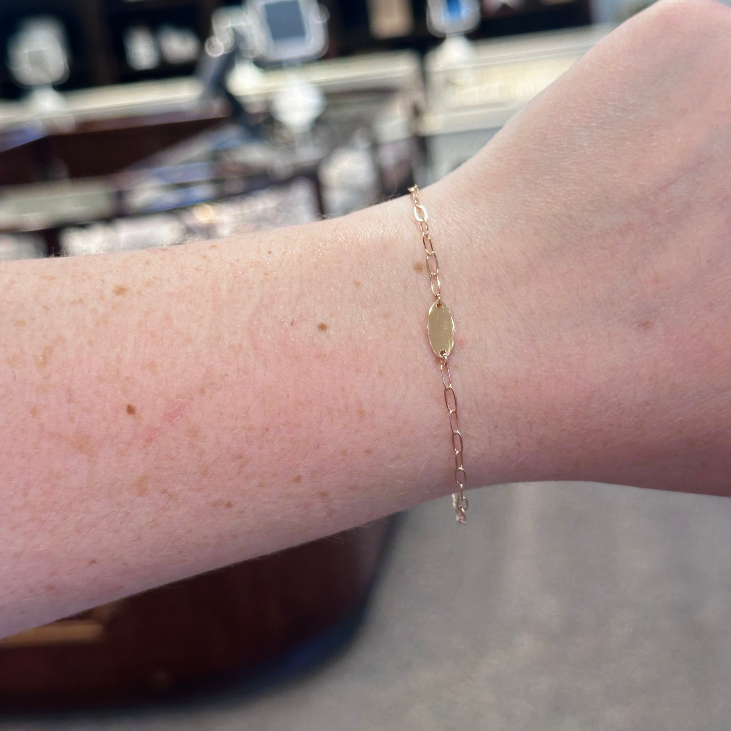 14kR Engravable Oval Paperclip Bracelet BRC973
