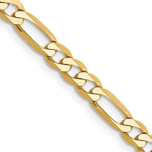 14kY 4mm Flat Figaro Chain FFL100-22