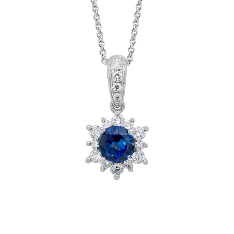 14kW .60ct Sapphire .25cttw Diamond Necklace GNM44LDWDBS-01