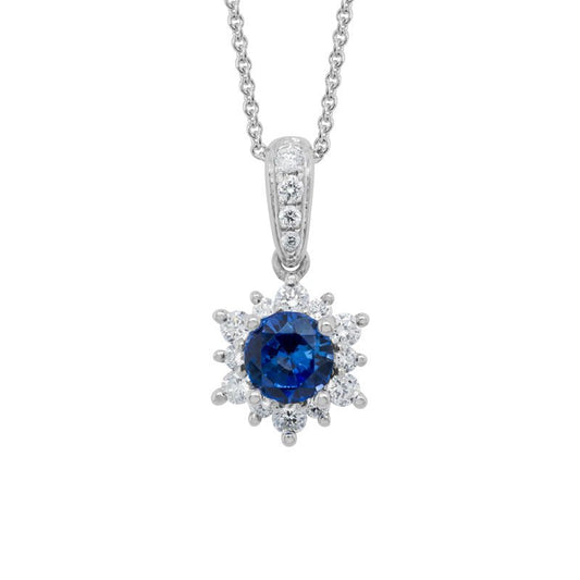 14kW .60ct Sapphire .25cttw Diamond Necklace GNM44LDWDBS-01