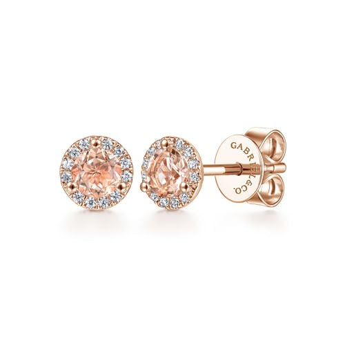 14kR .53cttw Morganite .09cttw Diamond Stud EG12372K45MO