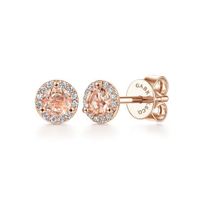 14kR .53cttw Morganite .09cttw Diamond Stud EG12372K45MO