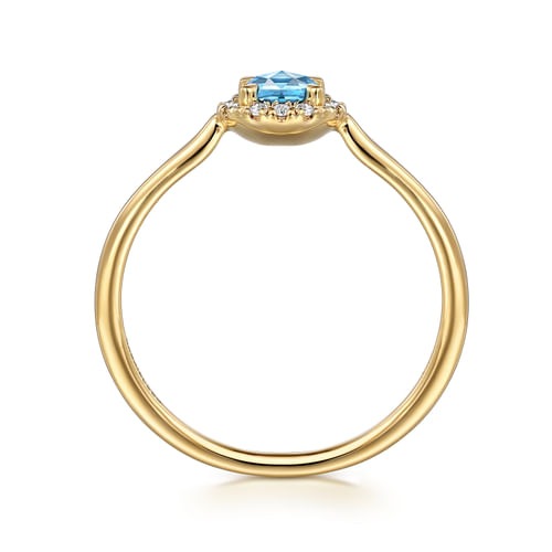 14kY .34ct Blue Topaz .06cttw Diamond Halo Ring LR51264Y45BT - 6.5