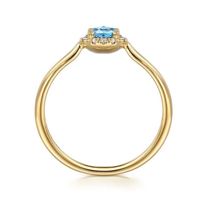14kY .34ct Blue Topaz .06cttw Diamond Halo Ring LR51264Y45BT - 6.5