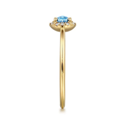 14kY .34ct Blue Topaz .06cttw Diamond Halo Ring LR51264Y45BT - 6.5