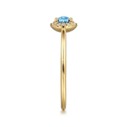 14kY .34ct Blue Topaz .06cttw Diamond Halo Ring LR51264Y45BT - 6.5