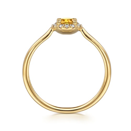 14kY .21ct Citrine .06cttw Diamond Halo Ring LR51264Y45CT