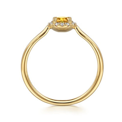 14kY .21ct Citrine .06cttw Diamond Halo Ring LR51264Y45CT