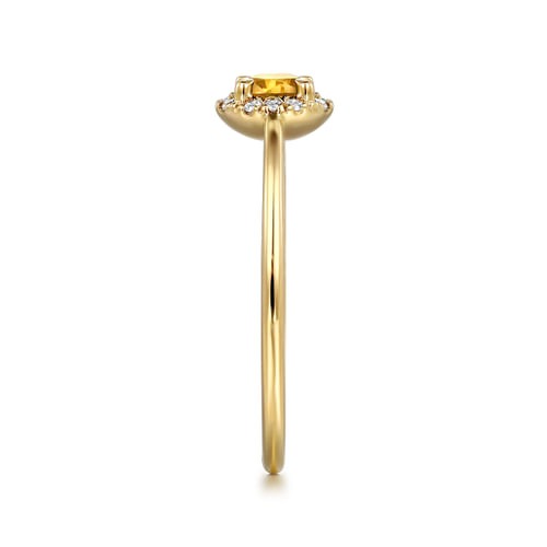 14kY .21ct Citrine .06cttw Diamond Halo Ring LR51264Y45CT