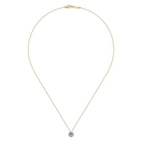 14kY .63ct Blue Topaz .07cttw Diamond Necklace NK2824Y45BT - 18"