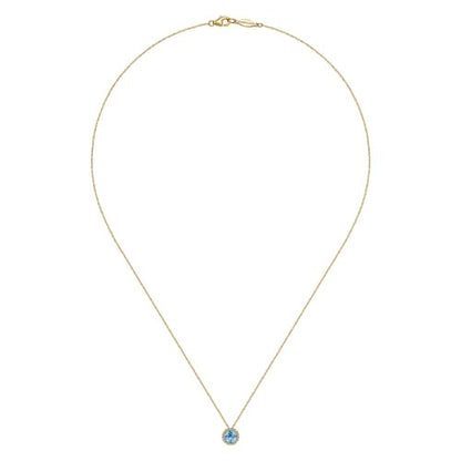 14kY .63ct Blue Topaz .07cttw Diamond Necklace NK2824Y45BT - 18"
