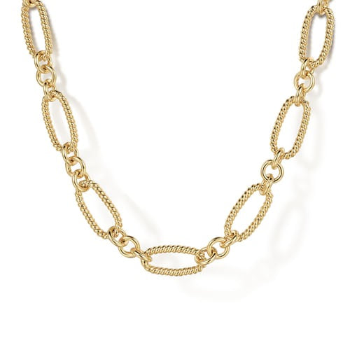14kY Twisted Rope Chain Necklace NK7137-17Y4JJJ
