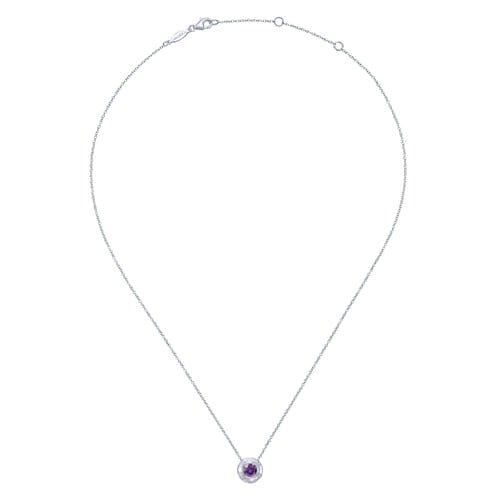 SS .38ct Amethyst Hammered Bezel Necklace NK3889SVJAM