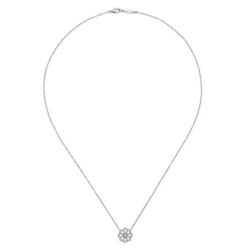 SS .12cttw White Sapphire Filigree Necklace NK4334SVJWS