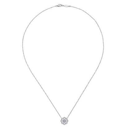 SS .12cttw White Sapphire Filigree Necklace NK4334SVJWS