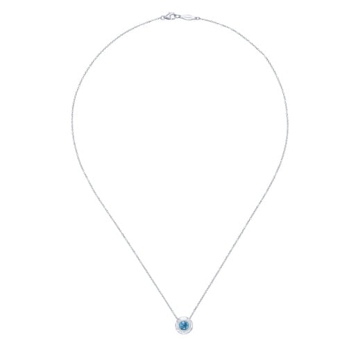SS .58ct Blue Topaz Hammered Bezel Necklace NK3889SVJBT