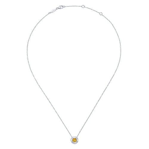 SS .42ct Citrine Hammered Bezel Necklace NK3889SVJCT