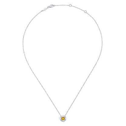 SS .42ct Citrine Hammered Bezel Necklace NK3889SVJCT
