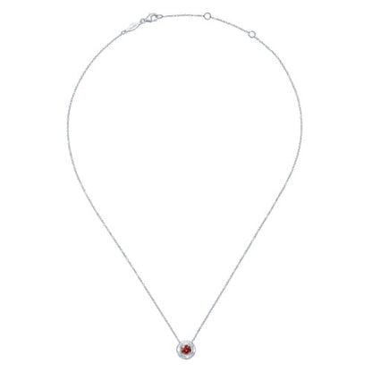 SS .60ct Garnet Hammered Bezel Necklace NK3889SVJGN