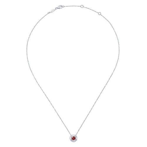 SS .60ct Garnet Hammered Bezel Necklace NK3889SVJGN