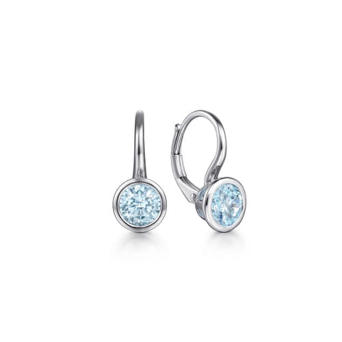SS 1.64cttw Aquamarine Bezel Earring EG14367SVJAQ