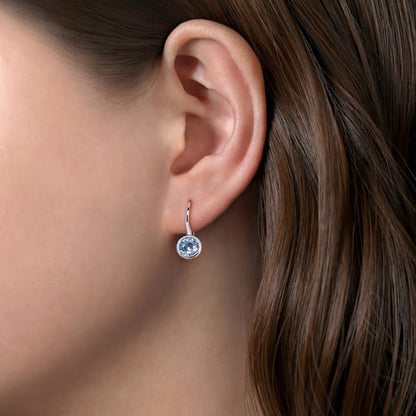 SS 1.64cttw Aquamarine Bezel Earring EG14367SVJAQ