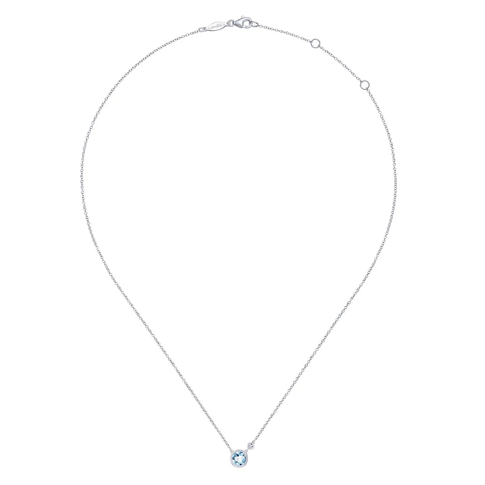 SS .61ct Aquamarine .02ct Dia Necklace NK5241SV5AQ-17.5