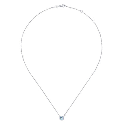 SS .61ct Aquamarine .02ct Dia Necklace NK5241SV5AQ-17.5