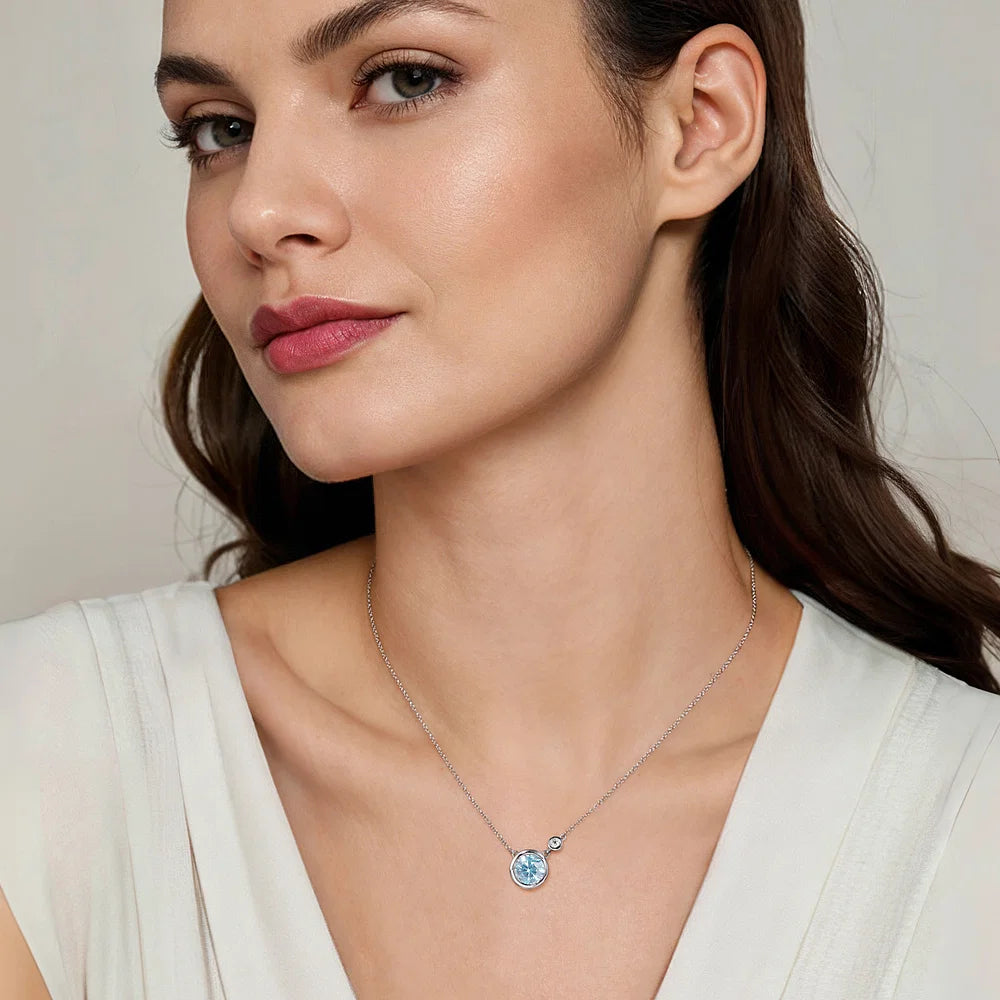 SS .61ct Aquamarine .02ct Dia Necklace NK5241SV5AQ-17.5