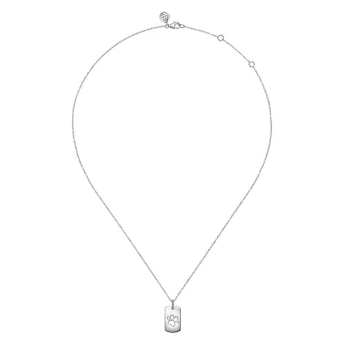 SS Dog Tag Paw Print Necklace NK7923SVJJJ