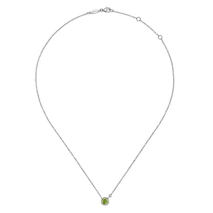 SS .98ct Peridot .02ct Dia Necklace NK5241SV5PE-17.5