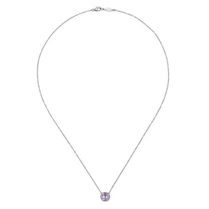 SS 1.58ct Pink Amethyst Beaded Bezel Necklace NK4277SVJPA