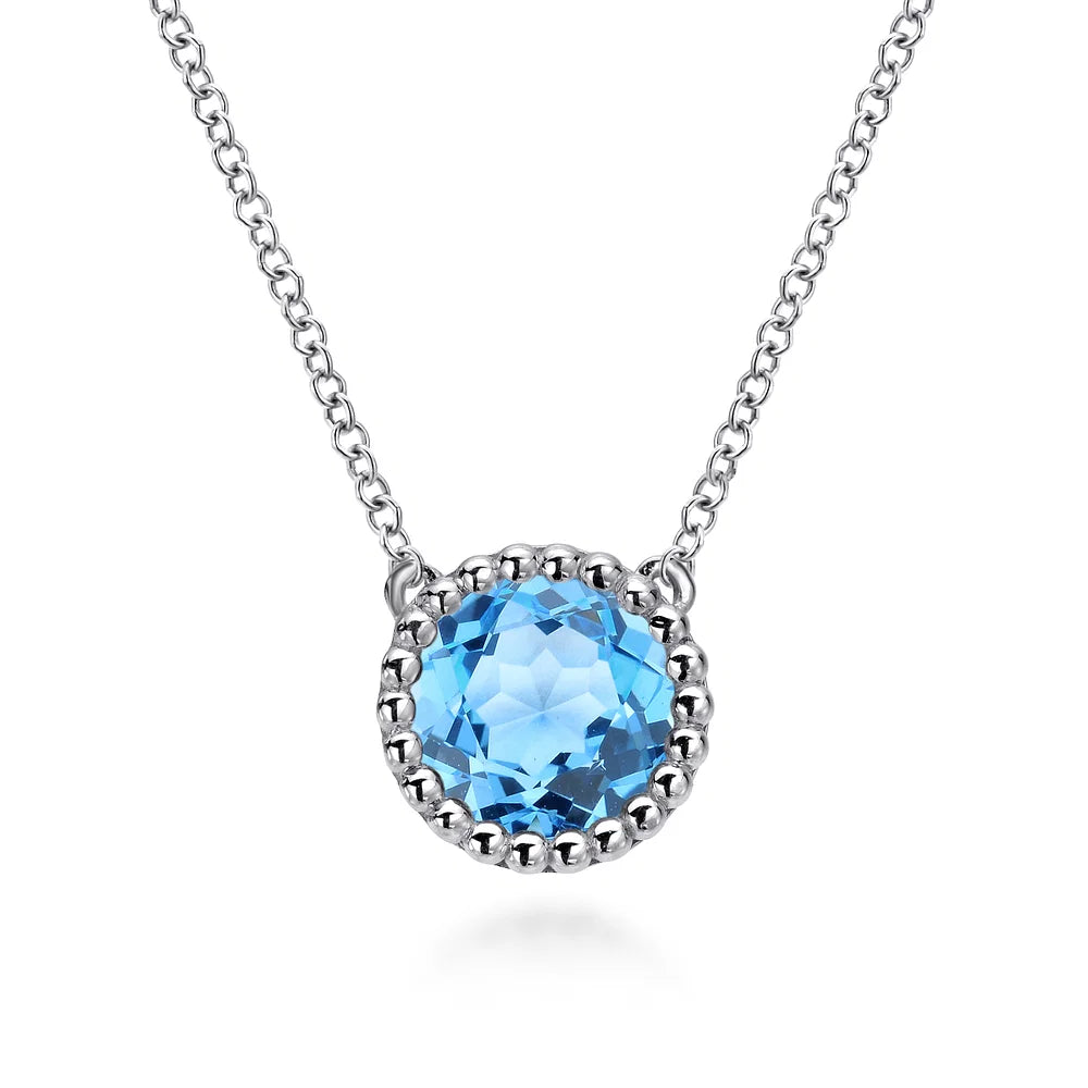 SS 1.92ct Swiss BT Beaded Bezel Necklace NK4277SVJTC-17