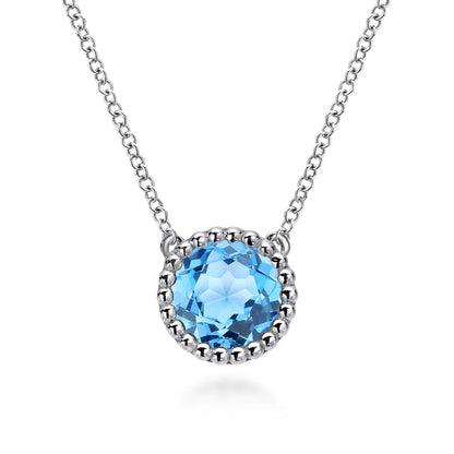 SS 1.92ct Swiss BT Beaded Bezel Necklace NK4277SVJTC-17
