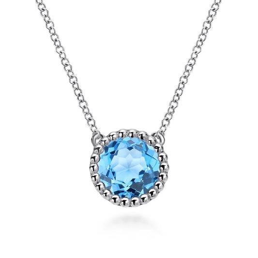 SS 1.92ct Swiss BT Beaded Bezel Necklace NK4277SVJTC-17