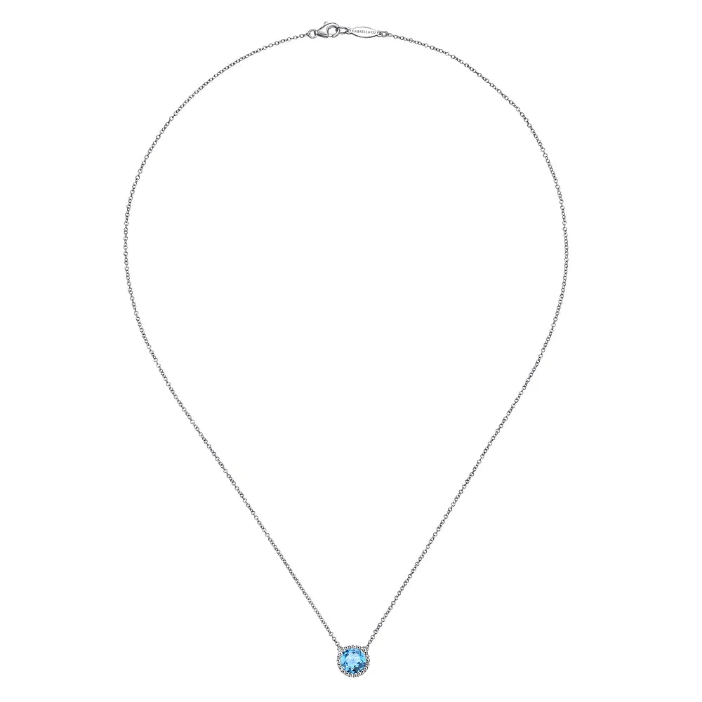 SS 1.92ct Swiss BT Beaded Bezel Necklace NK4277SVJTC-17
