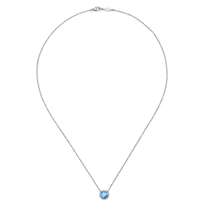 SS 1.92ct Swiss BT Beaded Bezel Necklace NK4277SVJTC-17
