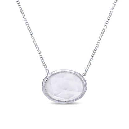 SS 6.20ct Rock Crystal & White Agate Necklace NK4646SVJXW