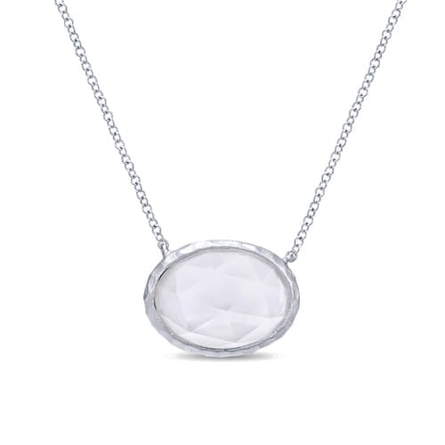SS 6.20ct Rock Crystal & White Agate Necklace NK4646SVJXW