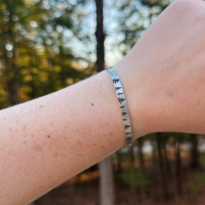 SS Tree Line Cuff Bracelet 6"