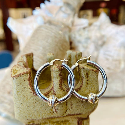 SS/YG 20mm .38ct Diamond Hoop ZE5634