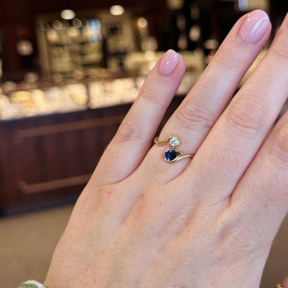 14kY .42ct Sapphire .10ct Diamond Ring R28679YS - 7