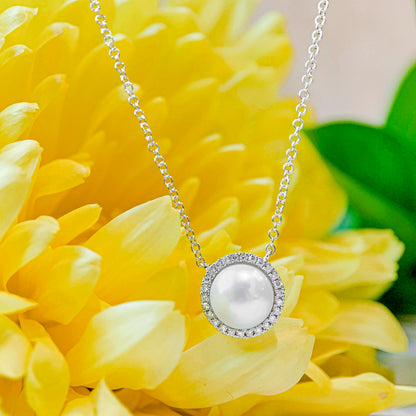 14kW Pearl & .08cttw Diamond Necklace SC55023950