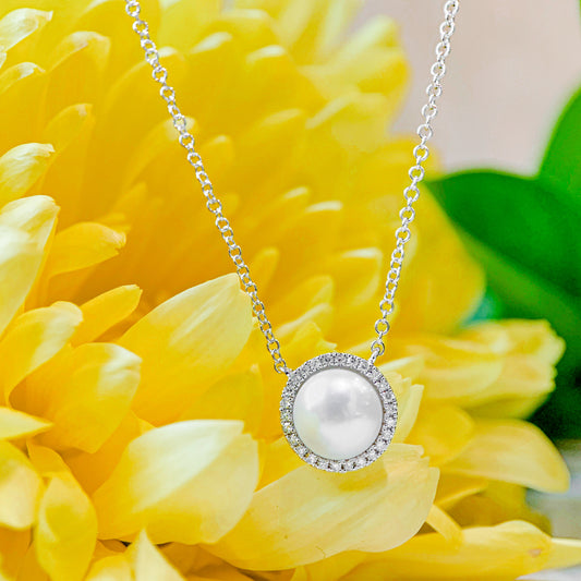 14kW Pearl & .08cttw Diamond Necklace SC55023950