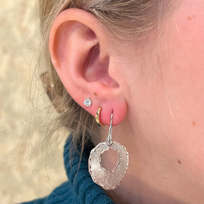 SS Matte & Diamond Cut Circle Dangle SE03SEE