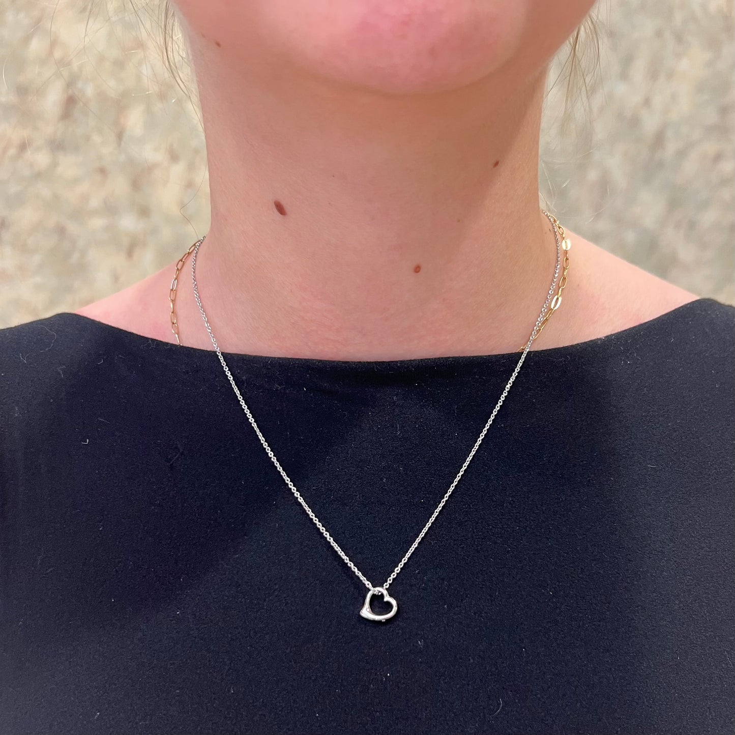 SS 10mm Heart Necklace SN629ZT