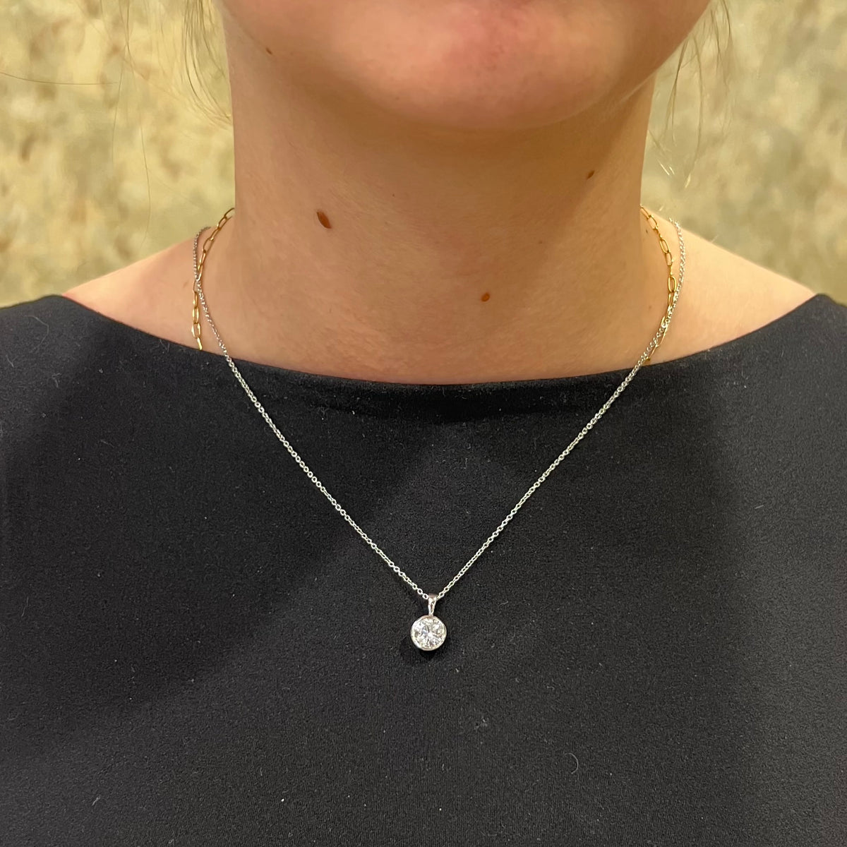 SS 7mm CZ Bezel Necklace SNE06TLCZ
