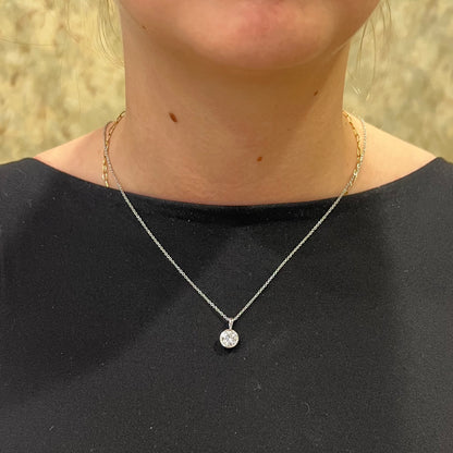SS 7mm CZ Bezel Necklace SNE06TLCZ