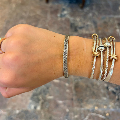 SS Floral Cuff Bracelet - 6"